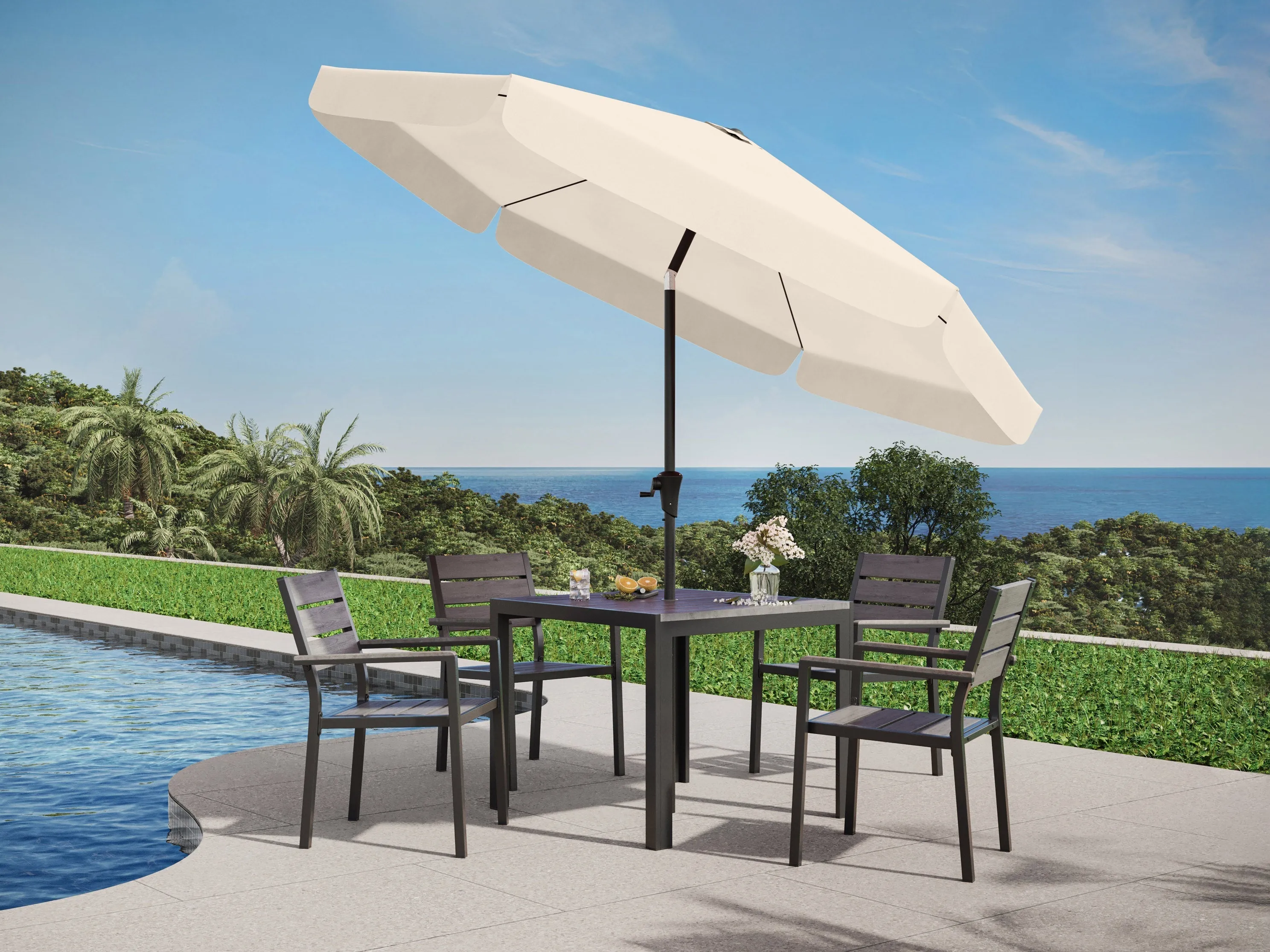 10ft Round Warm White Patio Umbrella