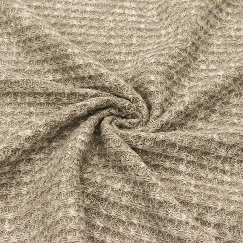 2 1/4 YD PC-Deep Taupe Beige/White Brushed Waffle Sweater Knit Fabric