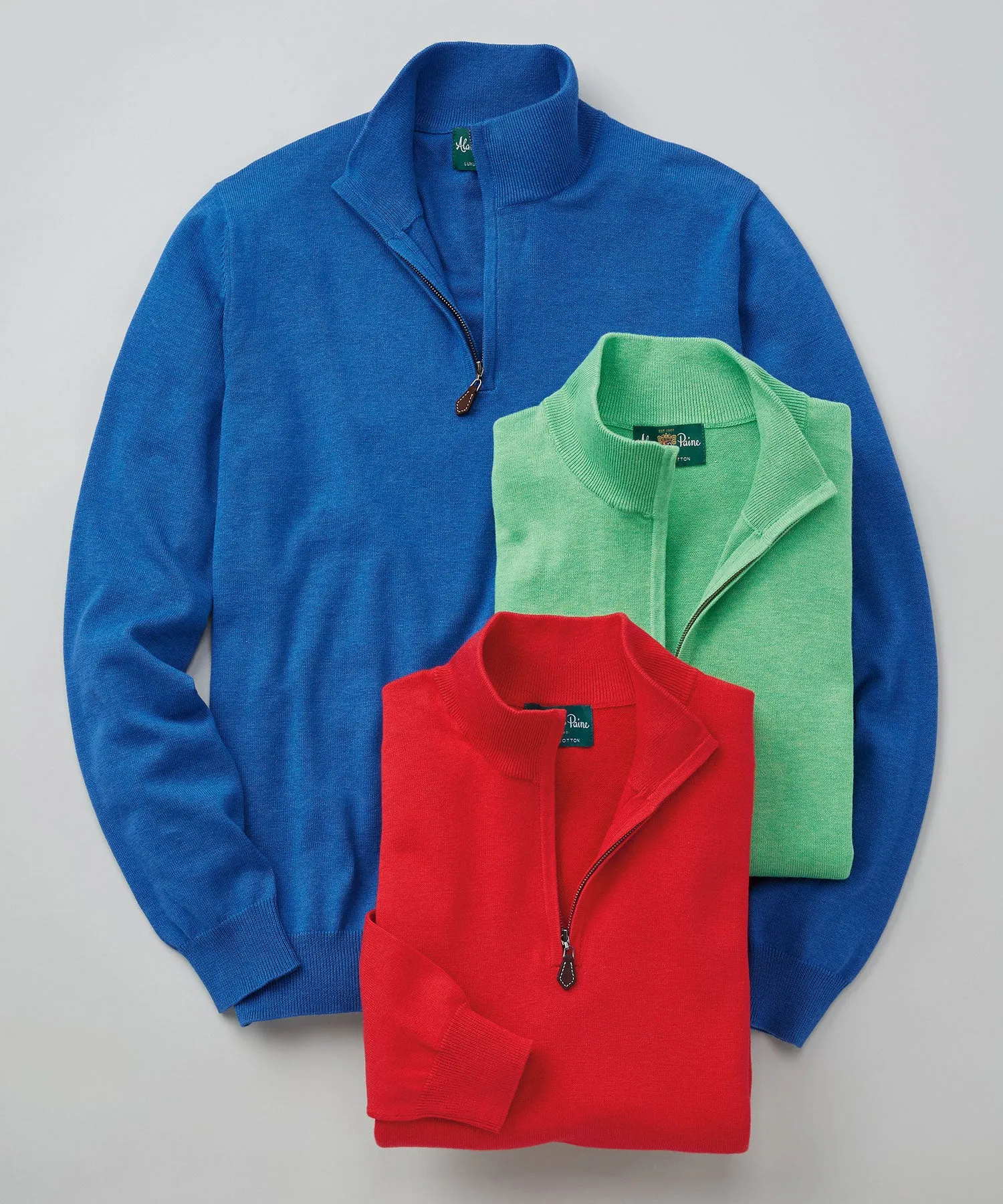 Alan Paine Cotton-Cashmere Quarter-Zip Sweater