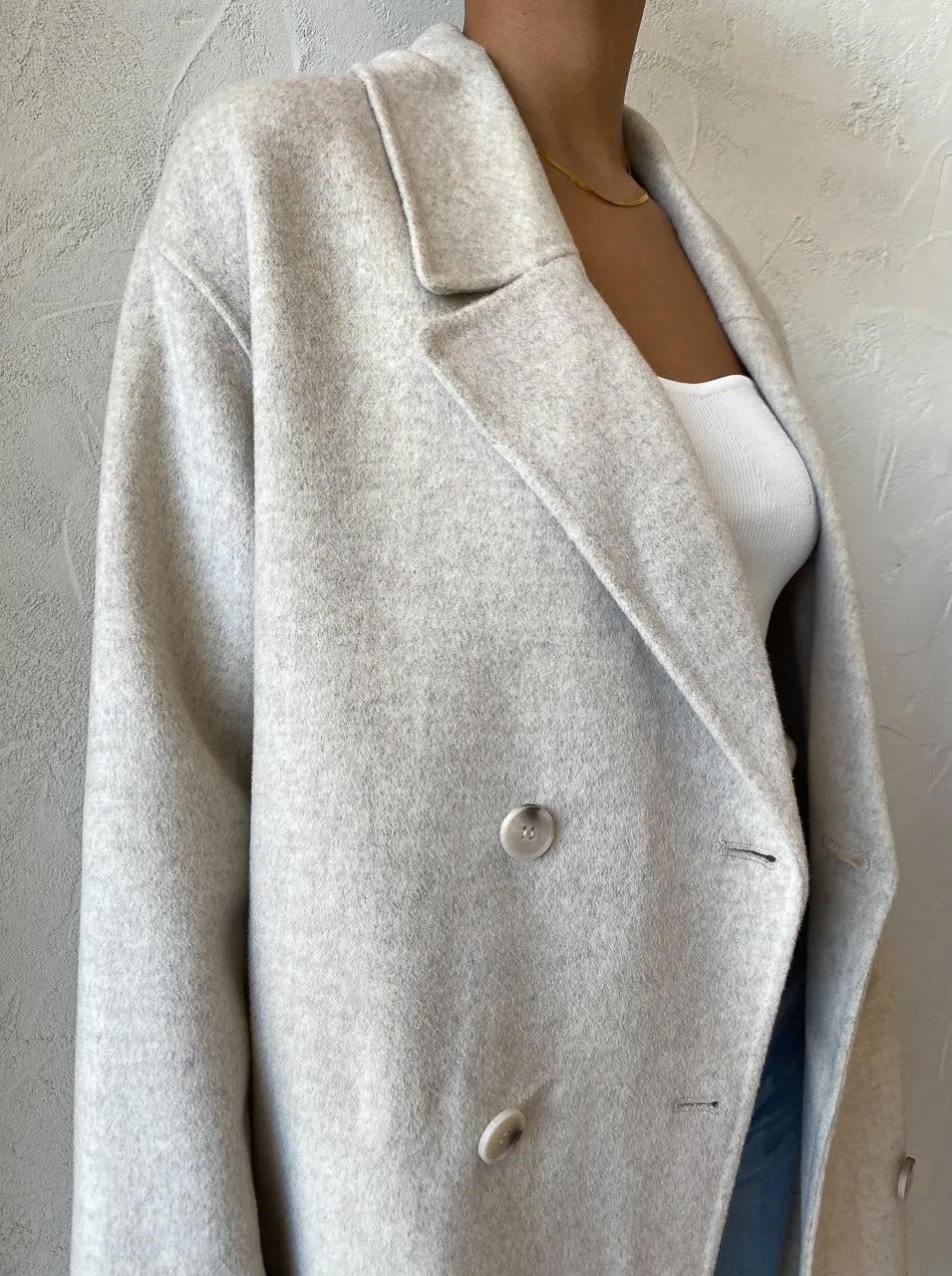 Assembly Label Double Breasted Wool Coat in Oat Marle