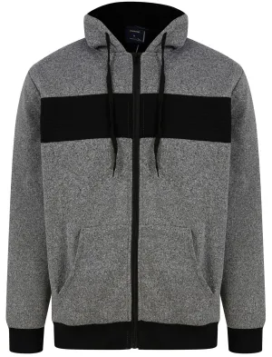 Callisto Chunky Ribbed Panel Zip Through Hoodie With Borg Lining In Dark Grey