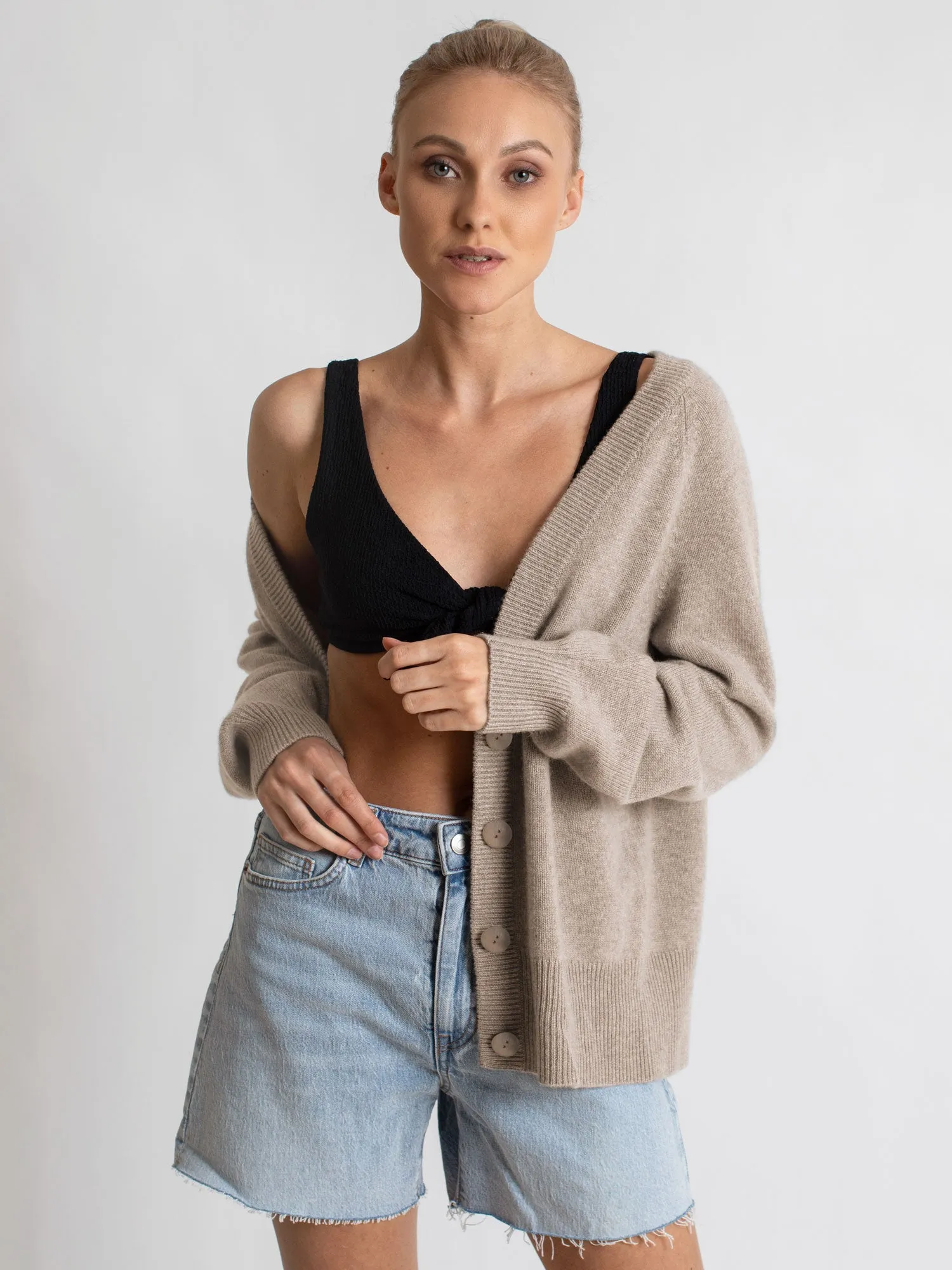 Cashmere cardigan "Eir" - toast