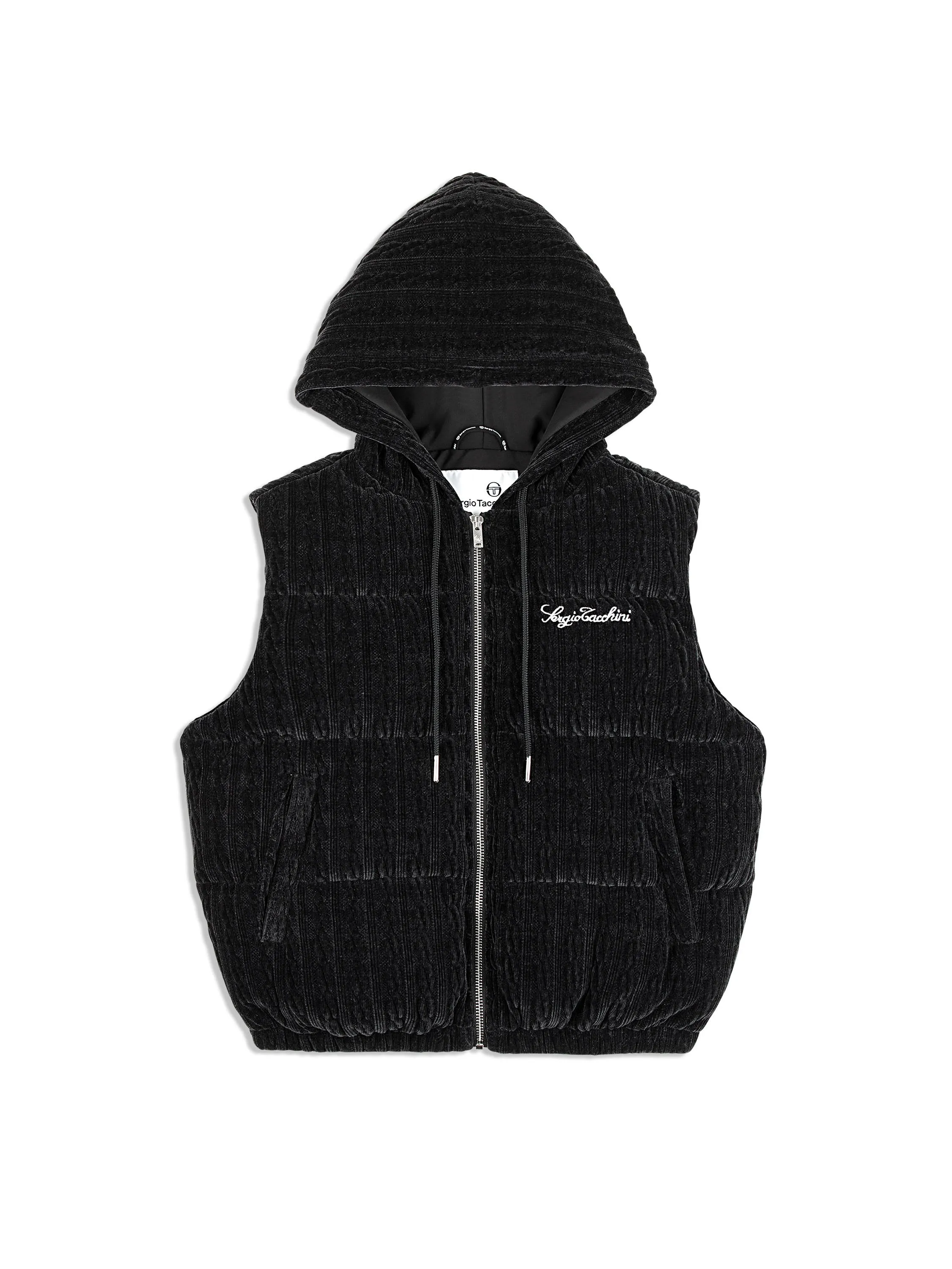 Catena Chenille Puffer Vest- Black Beauty