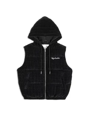 Catena Chenille Puffer Vest- Black Beauty