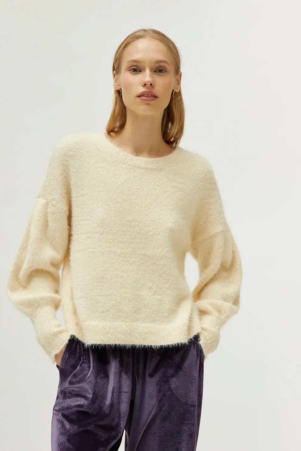 Compania Fantastica Buttermilk Textured Knit Sweater