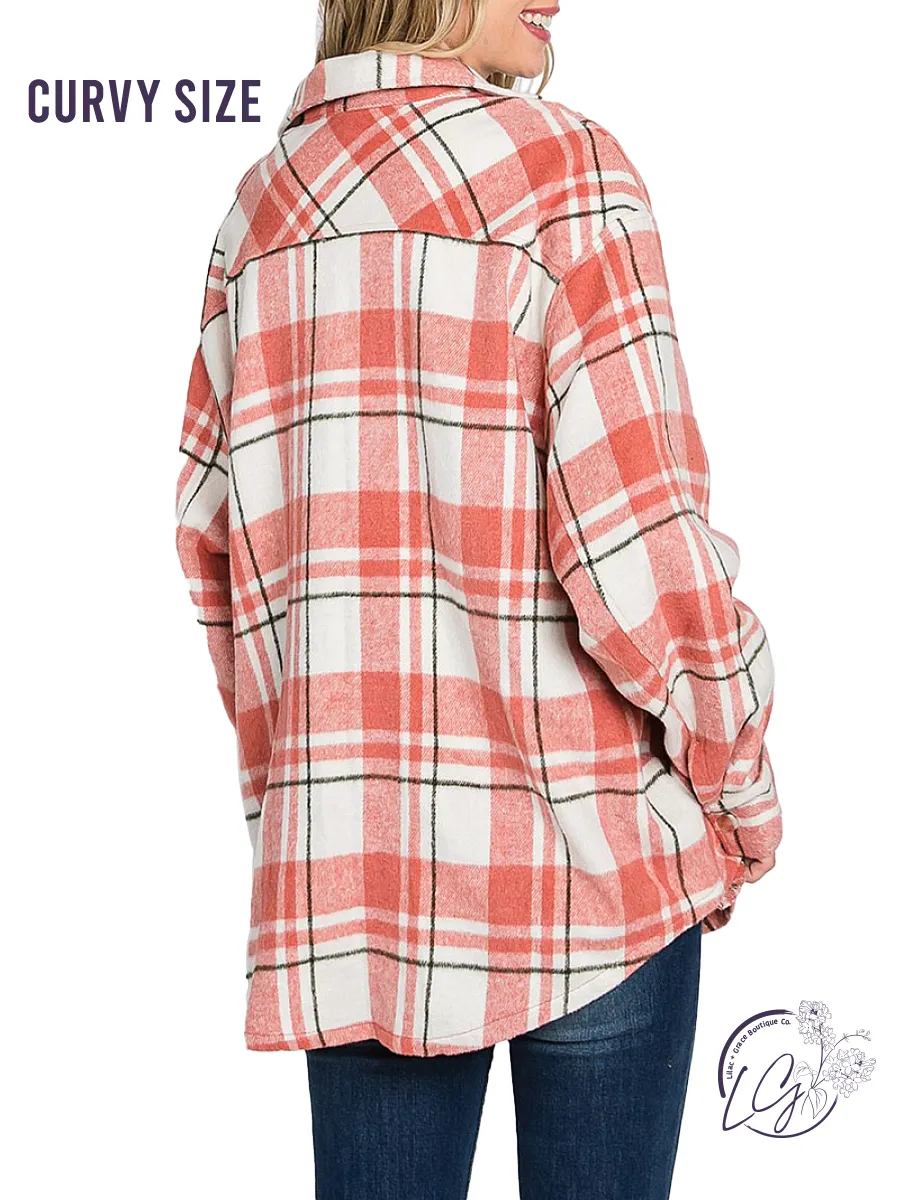 Curvy Remind Me Again Plaid Shacket