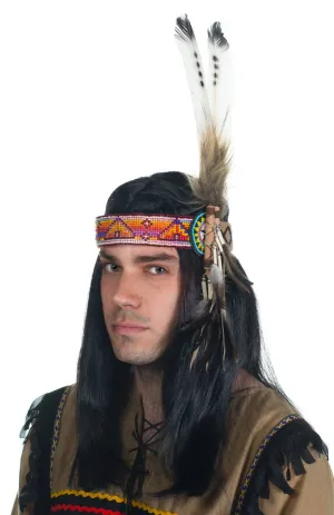 Deluxe Beaded Feather Headband Native American Costume Accessory