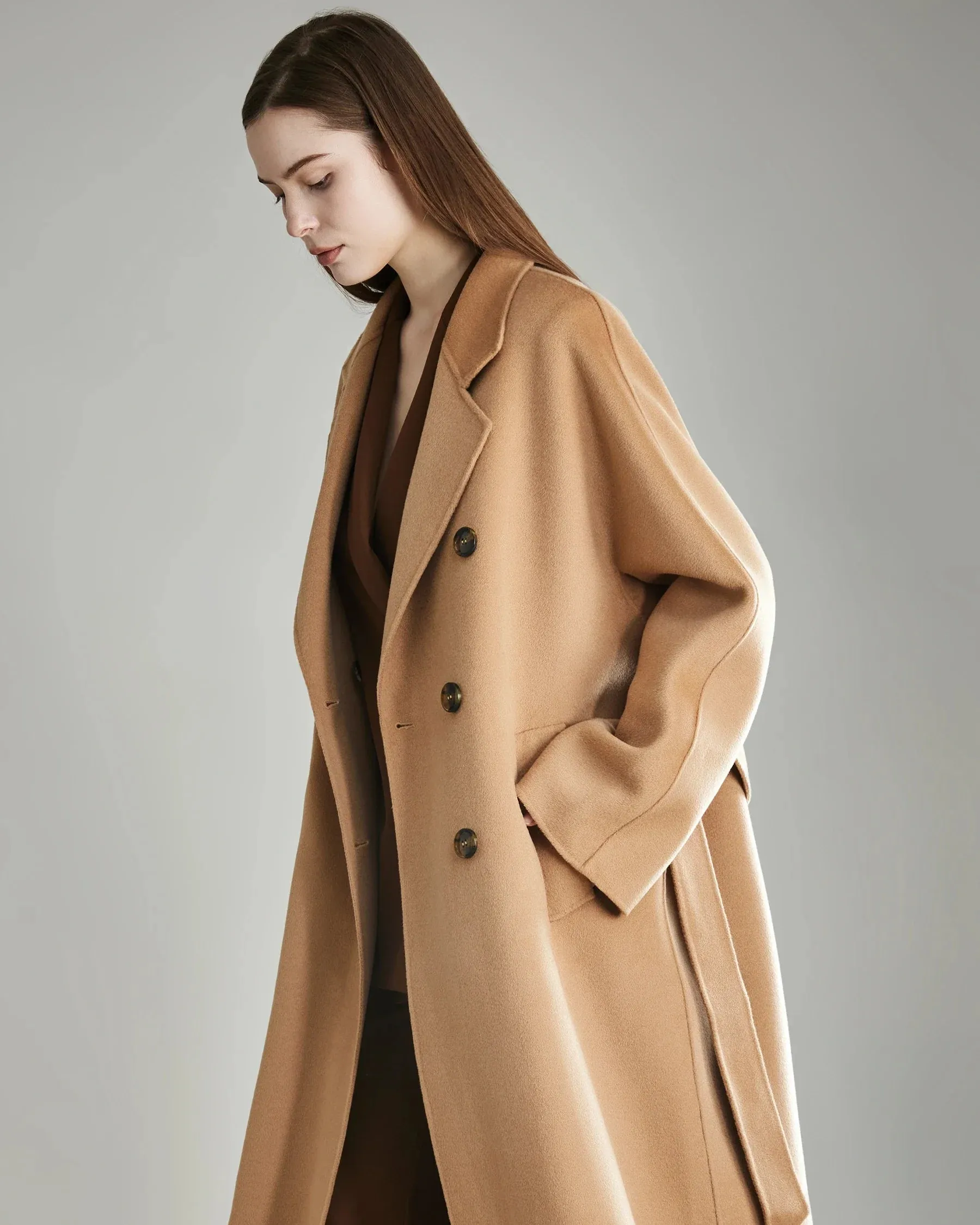 Double-breasted Belted Wool Coat