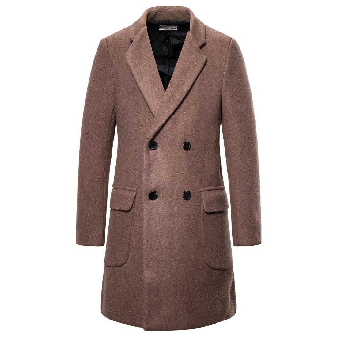 Double-breasted casual woolen coat mens