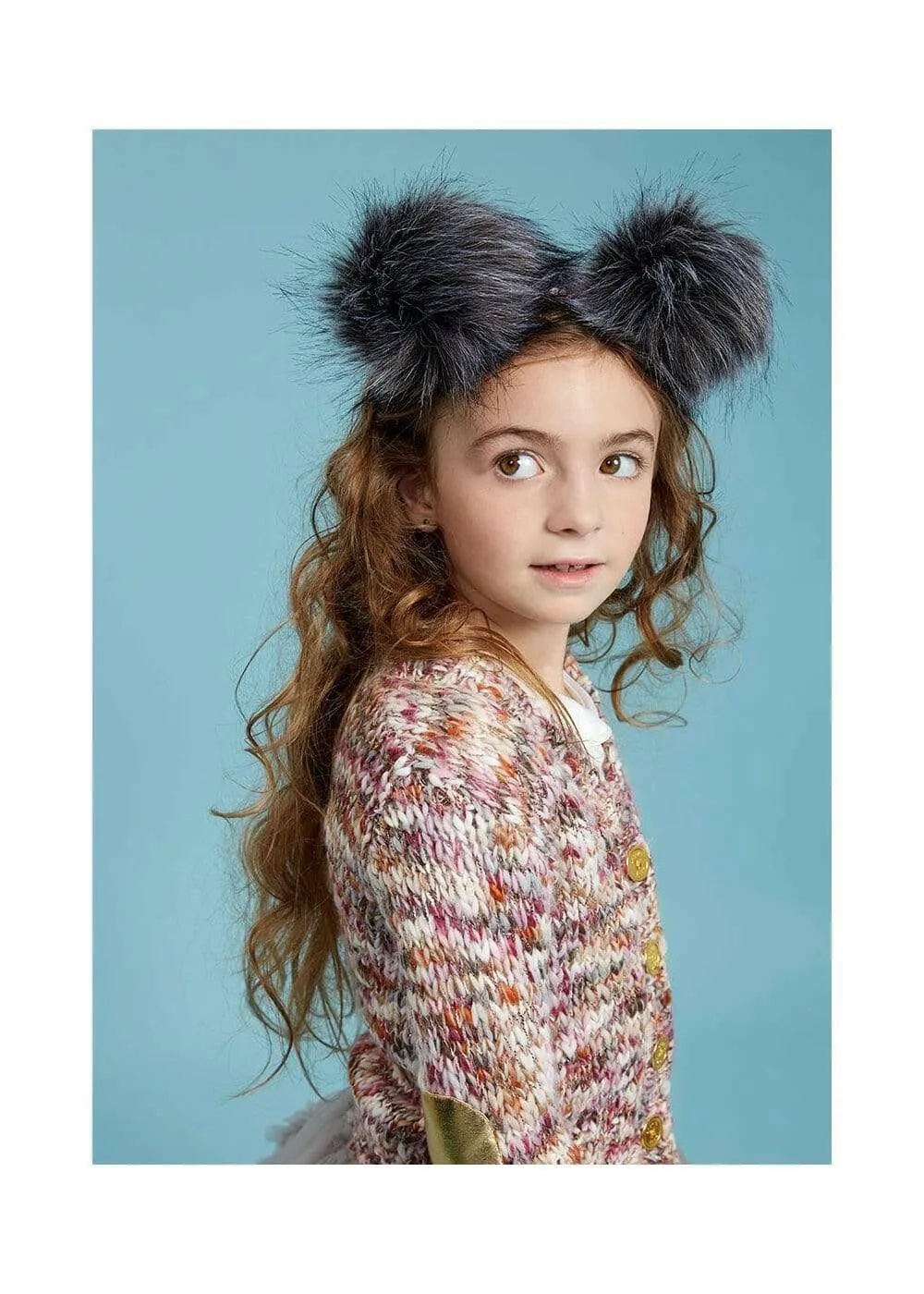 Double Pom Pom Headband Storm Grey