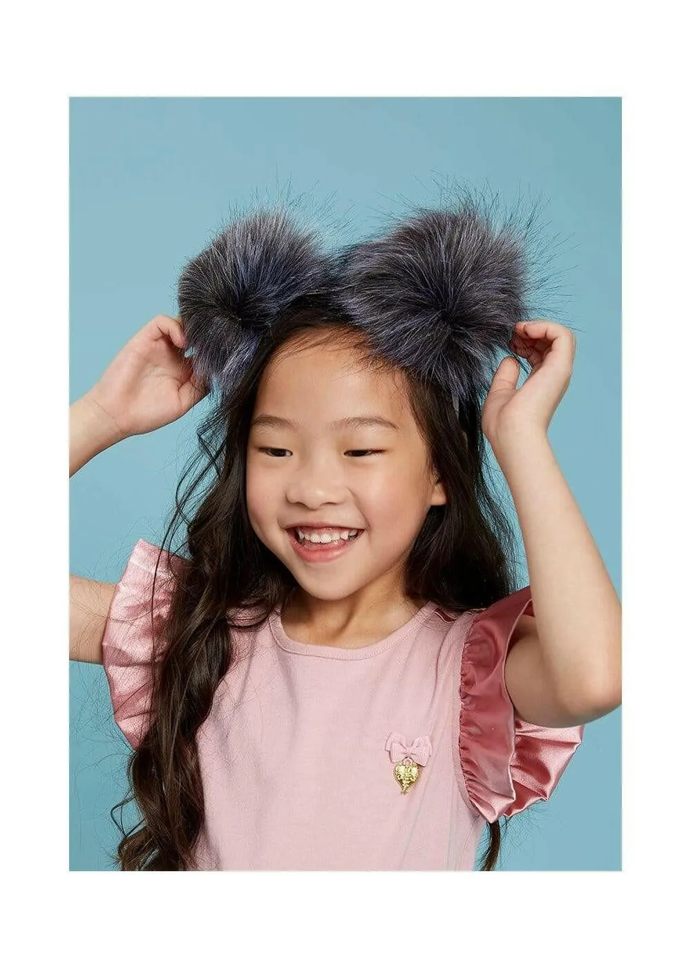 Double Pom Pom Headband Storm Grey