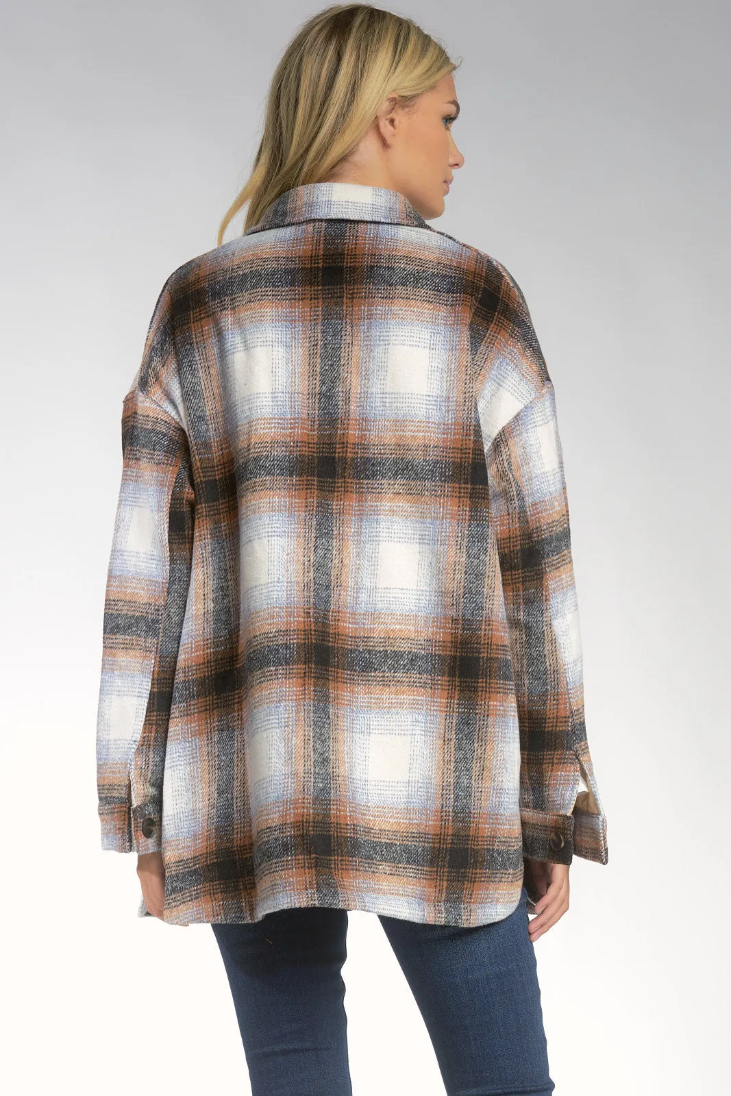 Elan Brown Plaid Shacket