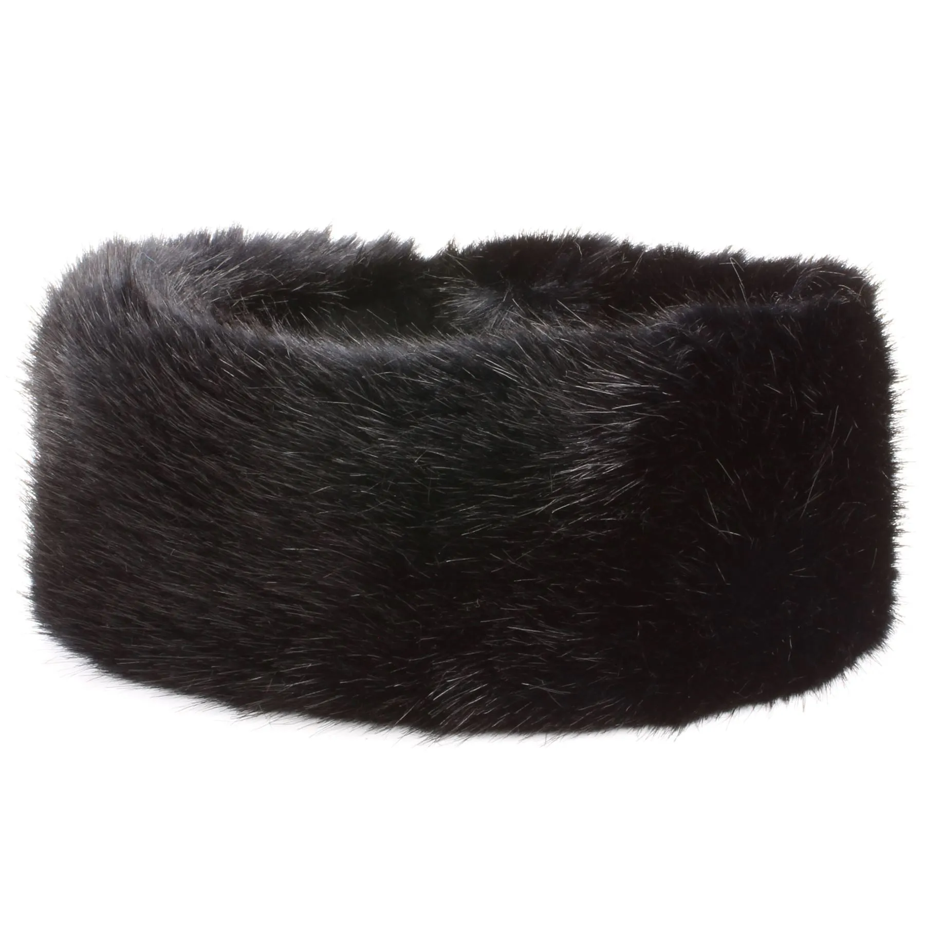 Elasticated Faux Fur headband with fleece lining - Black