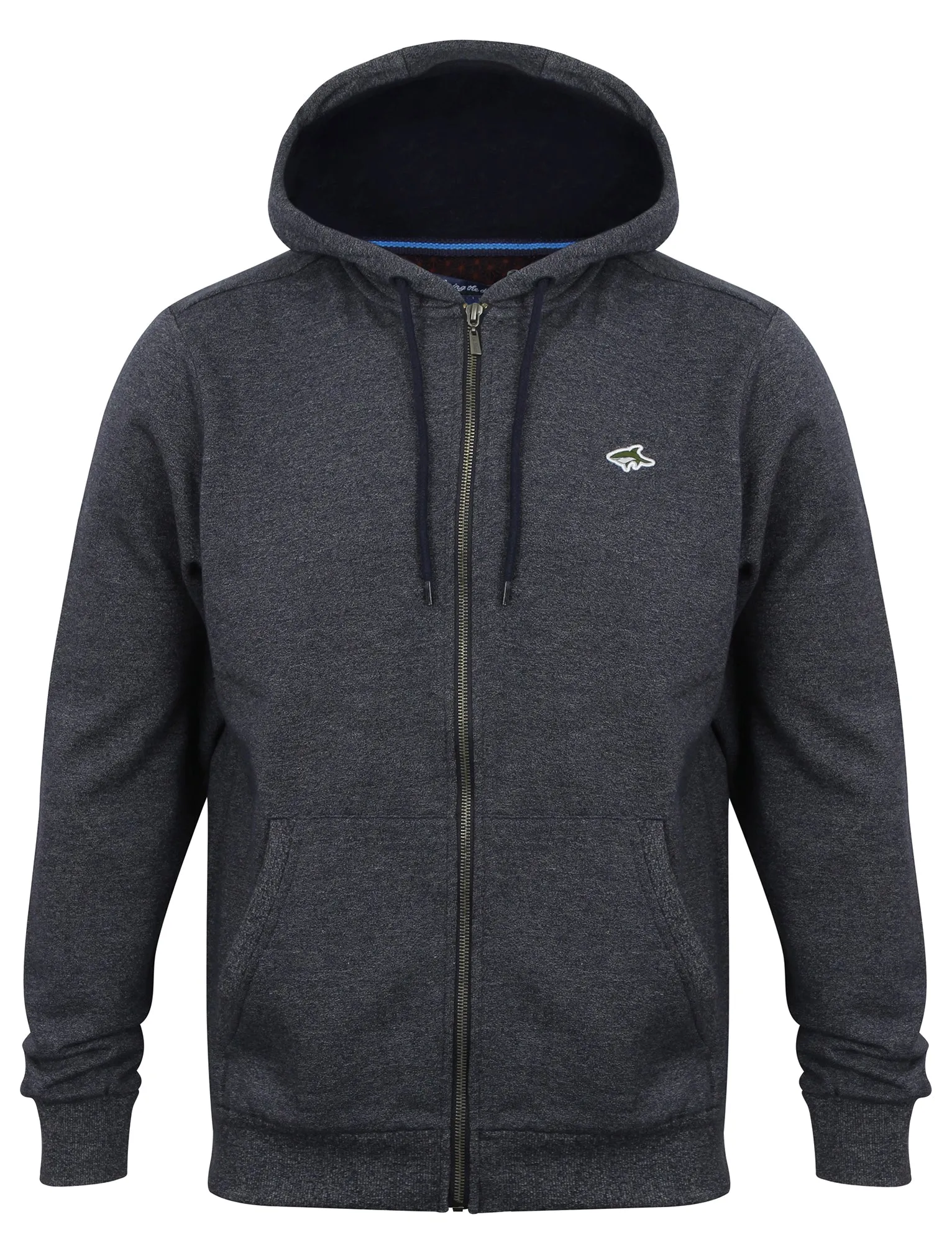 Frampton Speckled Marl Zip Through Hoodie in True Navy - Le Shark