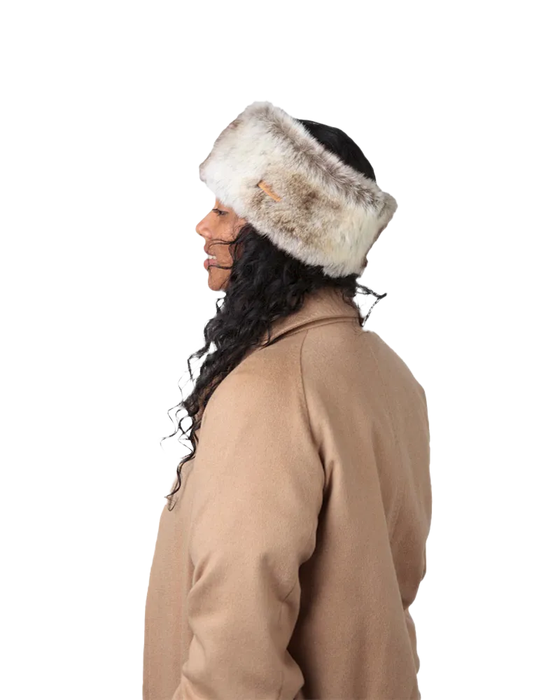 Fur Headband in Heather Brown