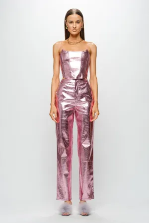 GAIA PINK STRAIGHT VEGAN PANTS