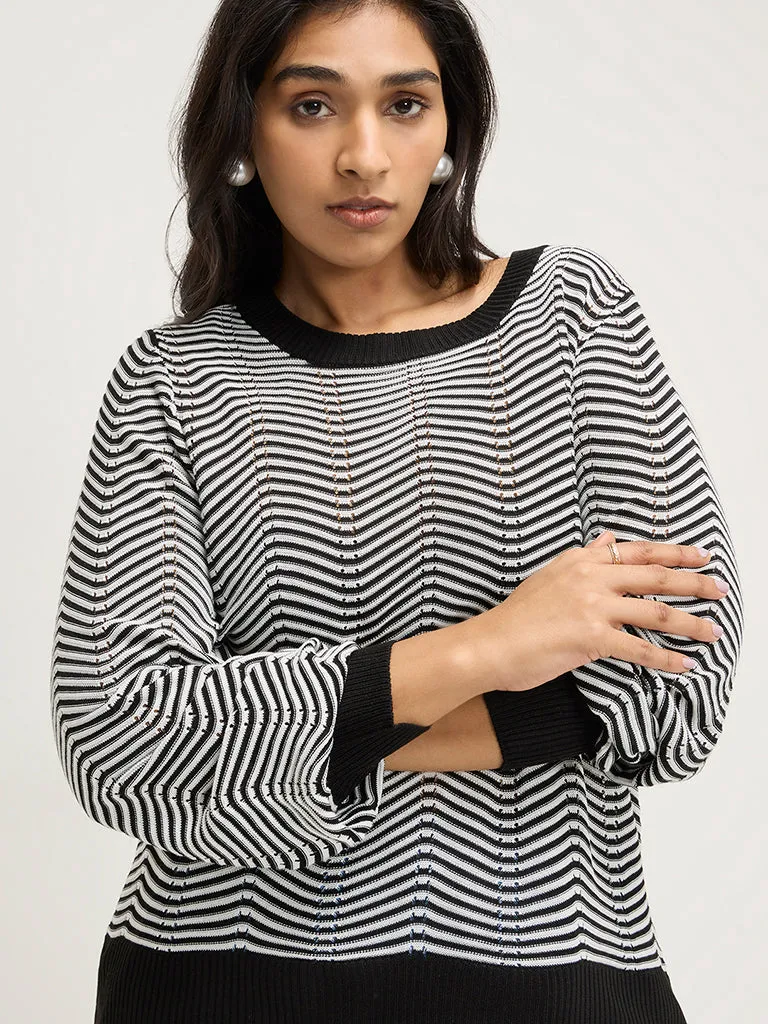 Gia Black Chevron Printed Sweater