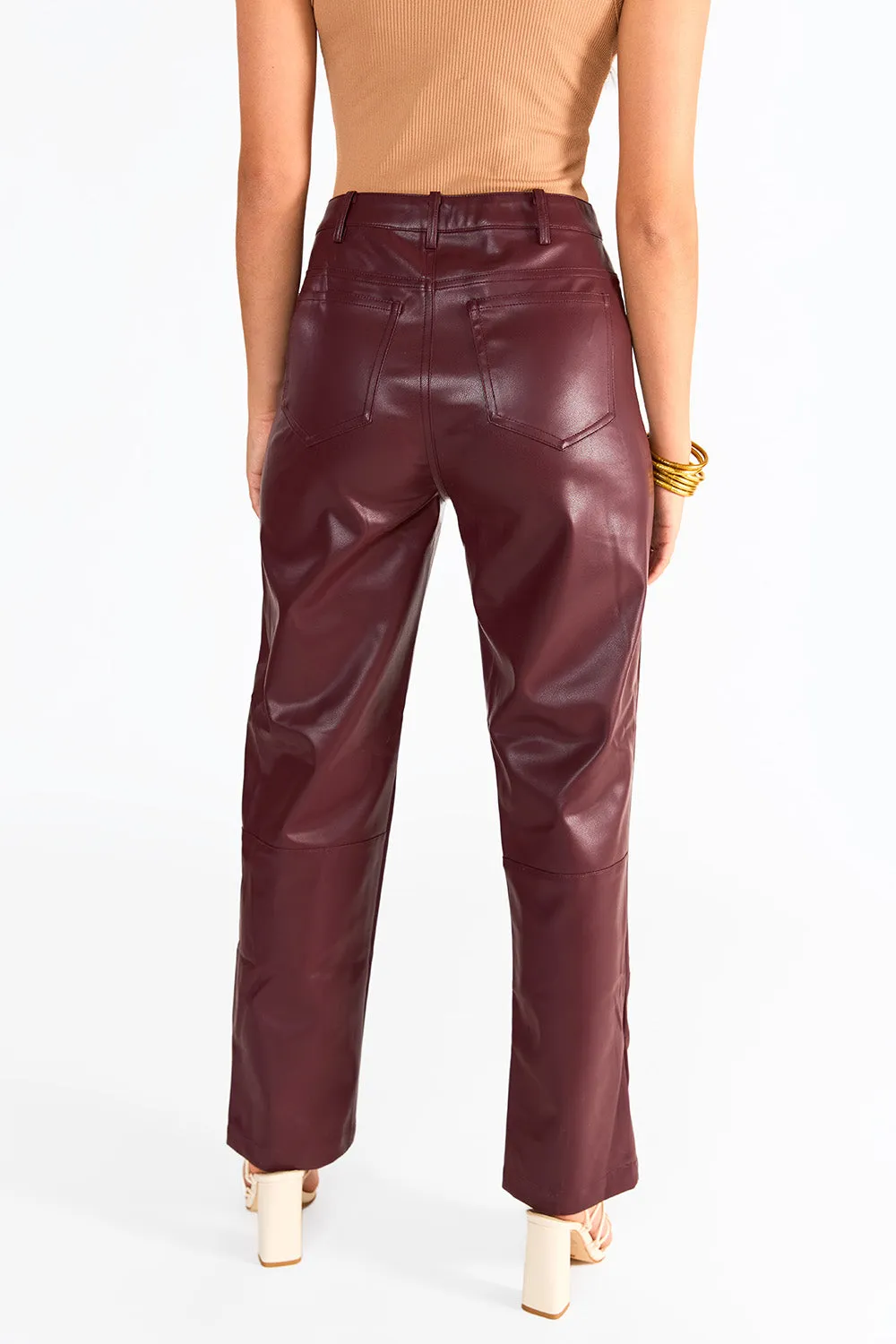 Gomez Vegan Leather Pants - Wine