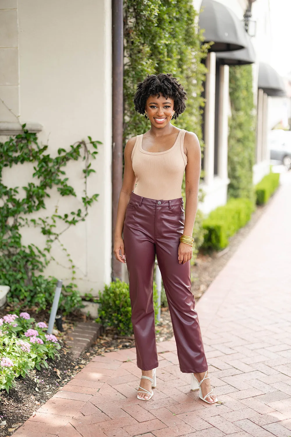 Gomez Vegan Leather Pants - Wine