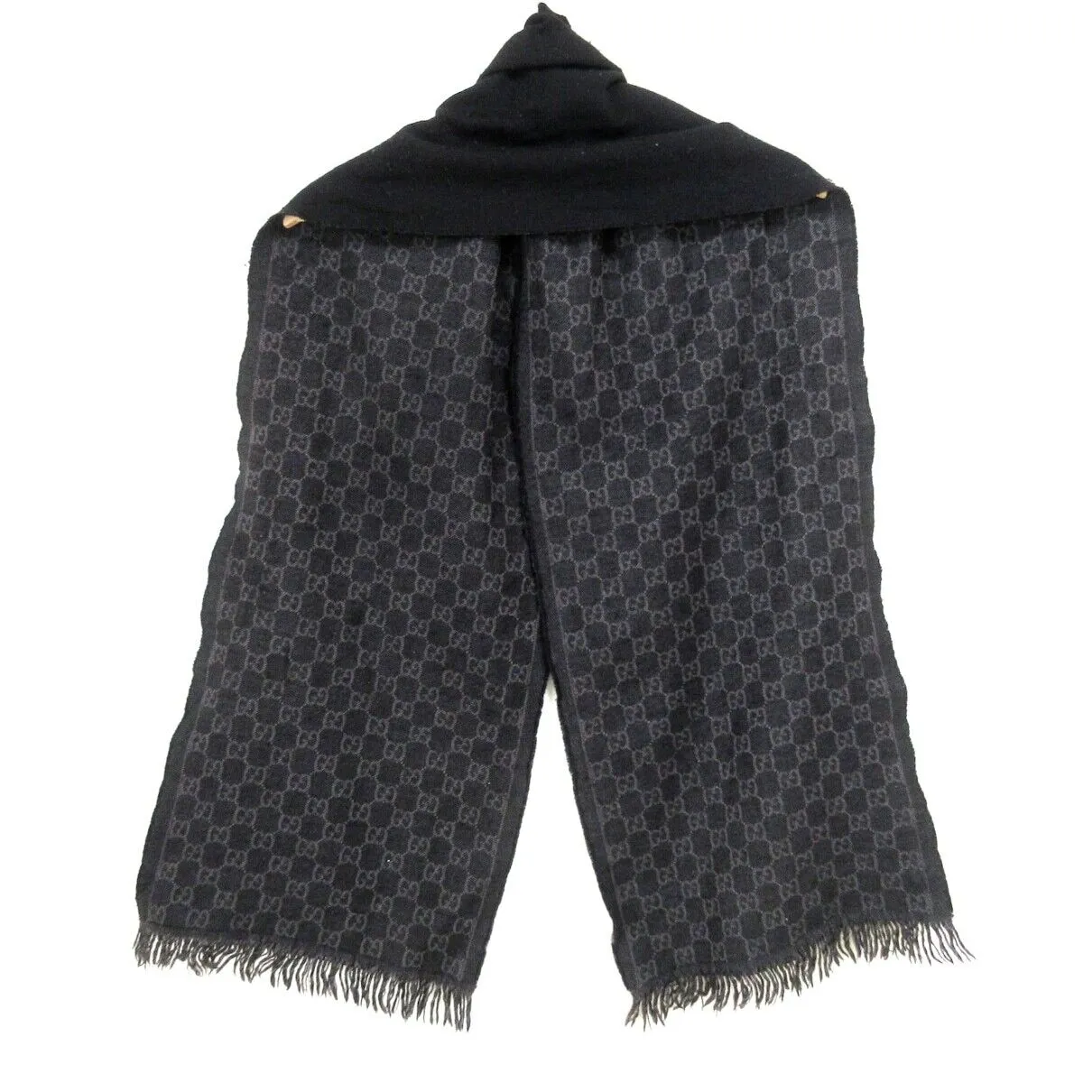 Gucci - Black Gray Wool Scarf