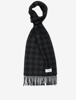 Houndstooth Merino Wool Scarf Grey