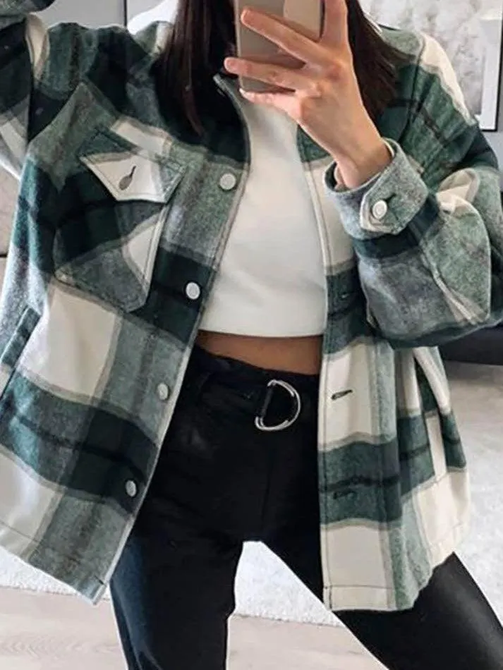 Joskaa Vintage Pockets Oversized Plaid Shacket