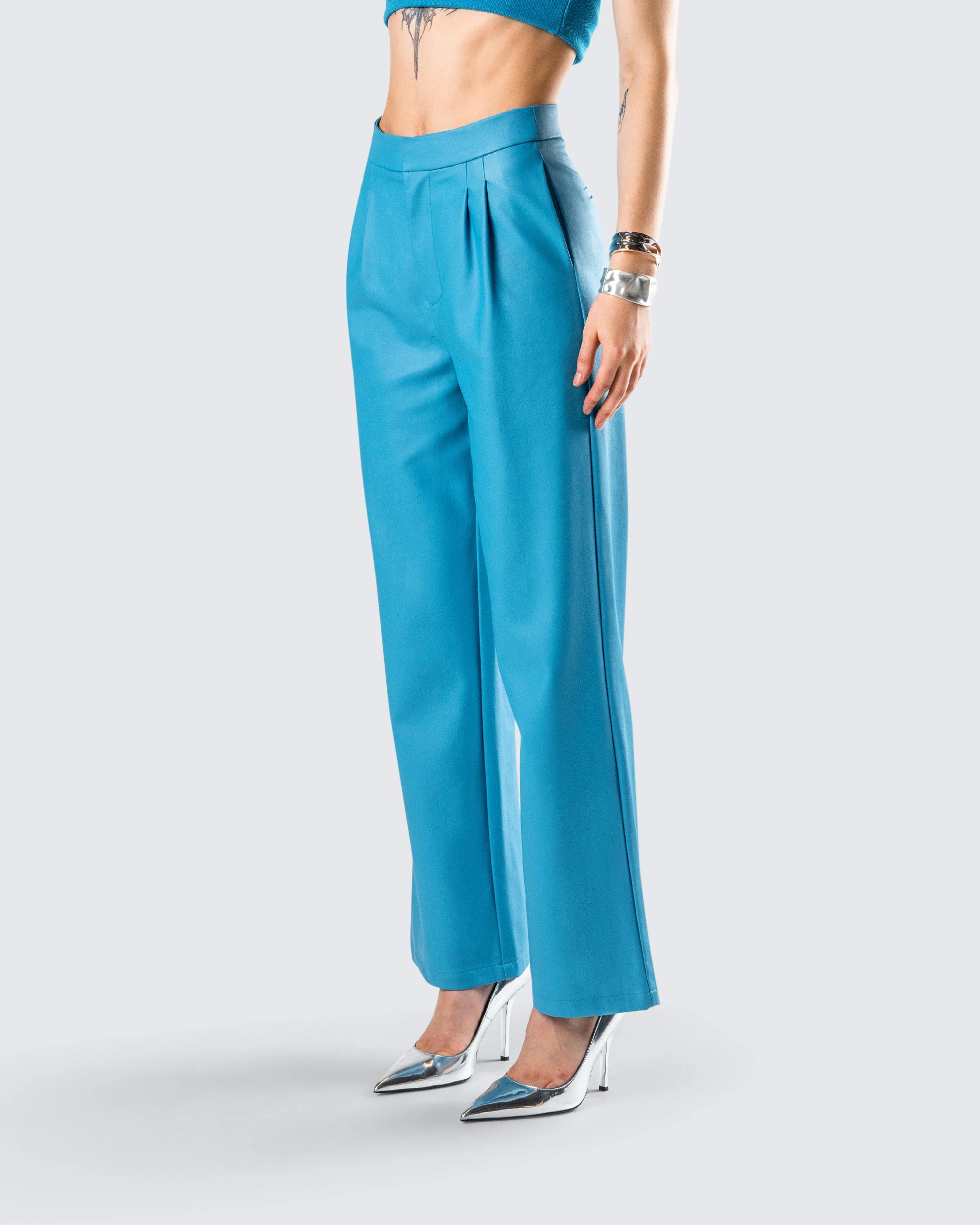 Maz Turquoise Vegan Leather Pant