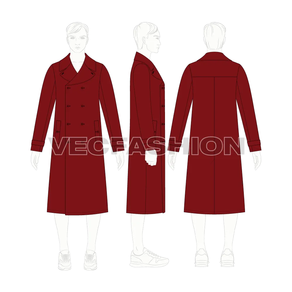 Mens Pea Coat Vector Sketch