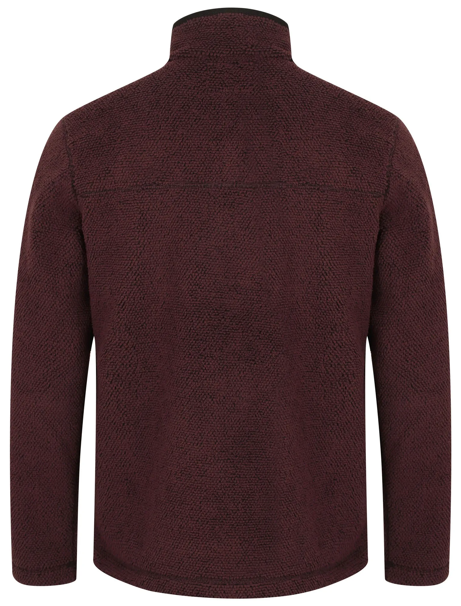 Micro Soft Jacquard Fleece Lined Bonded Pullover with Half Zip In Oxblood / Black - Kensington Eastside