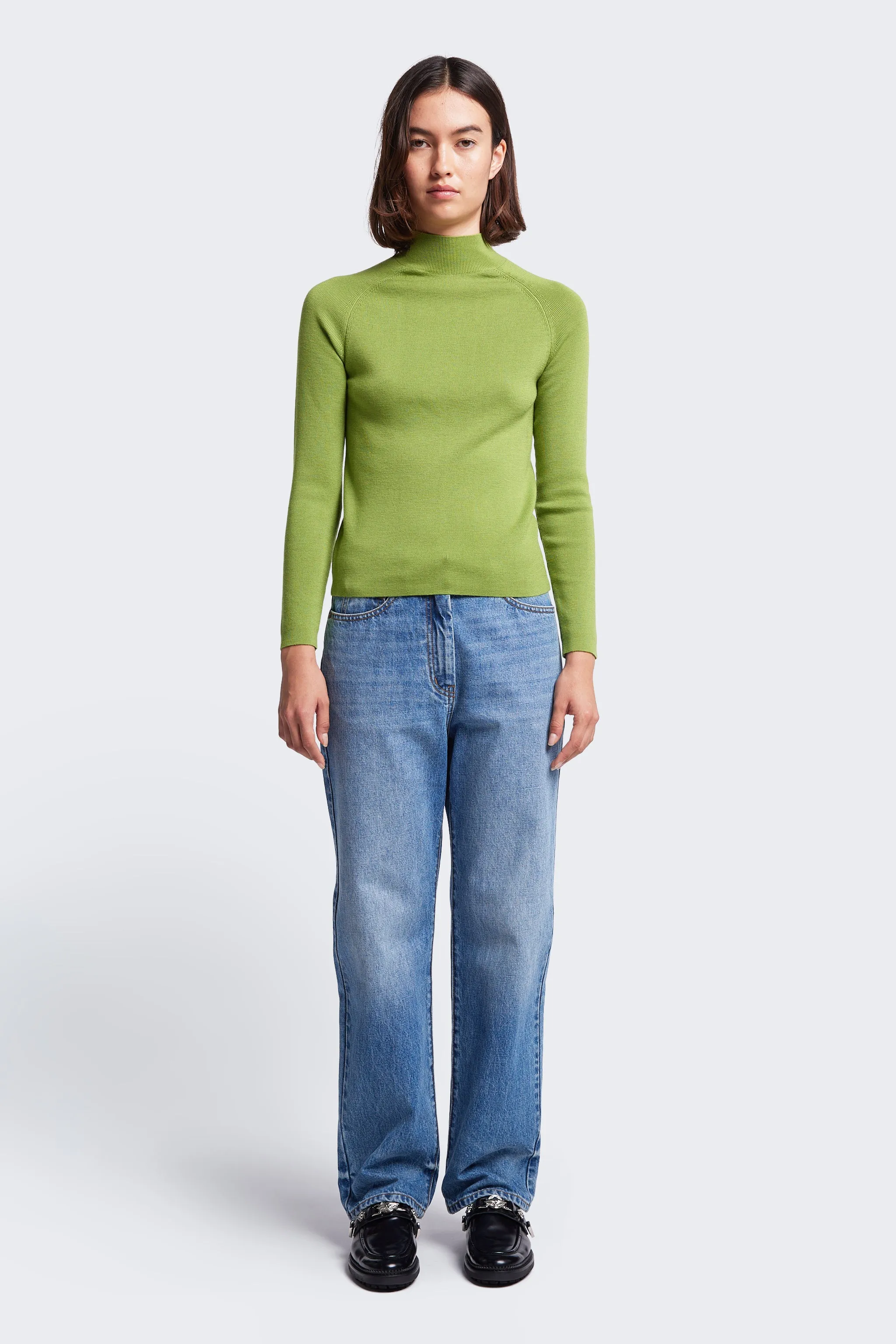 Monument Mock Neck Sweater Apple Green