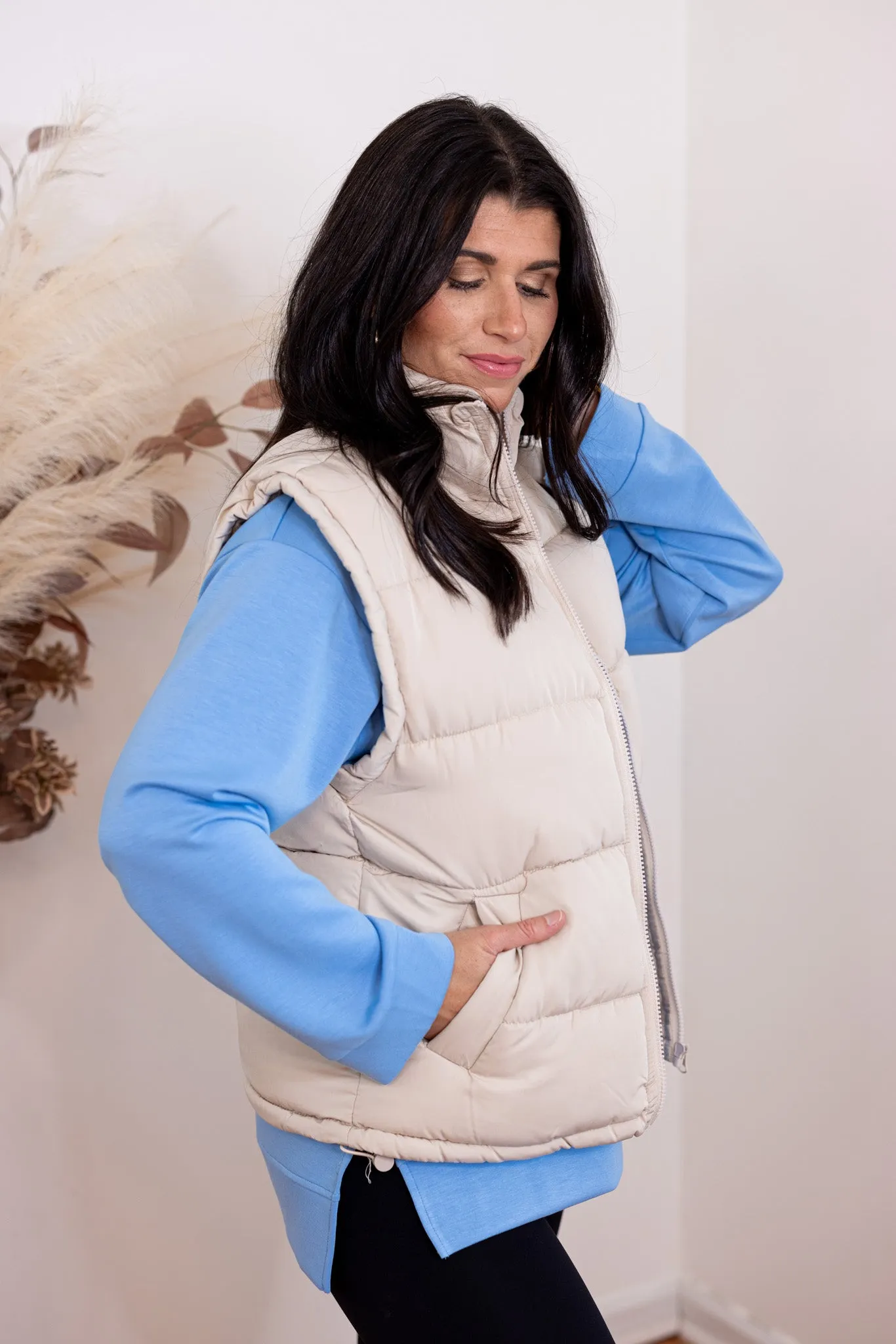 Mountain Views Ecru Puffer Vest