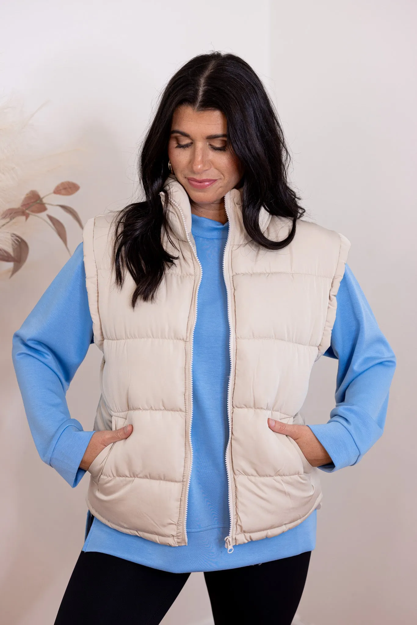 Mountain Views Ecru Puffer Vest