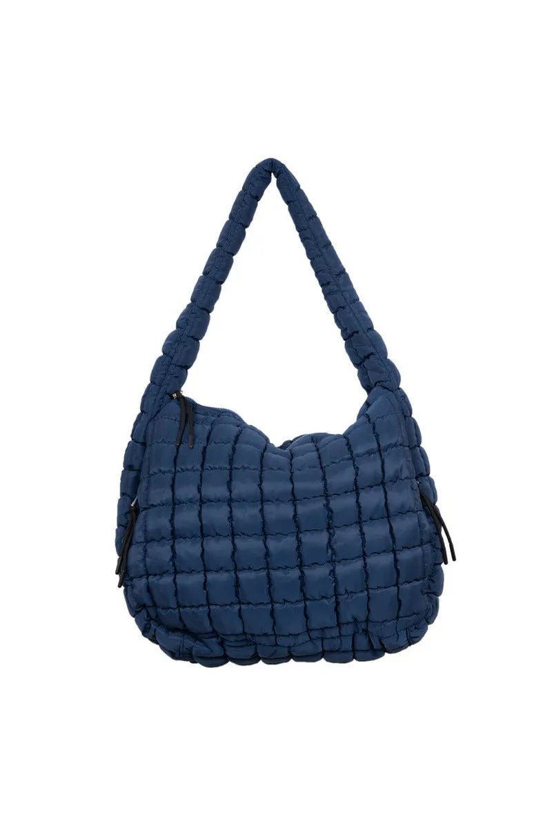 Navy Oversized Quilted Hobo Tote Bag