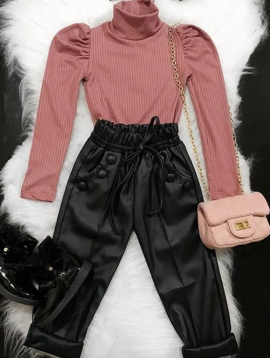 Oh So Chic Vegan Leather Pants Set