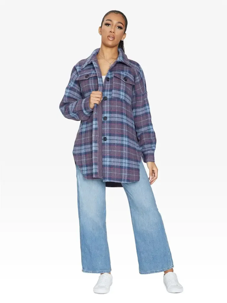 Oversized Nova Check Wool Blend Shacket