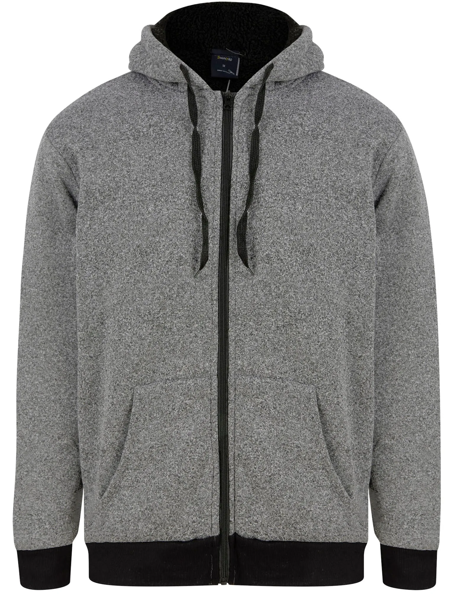 Prescott Chunky Zip Through Hoodie With Borg Lining In Light Grey