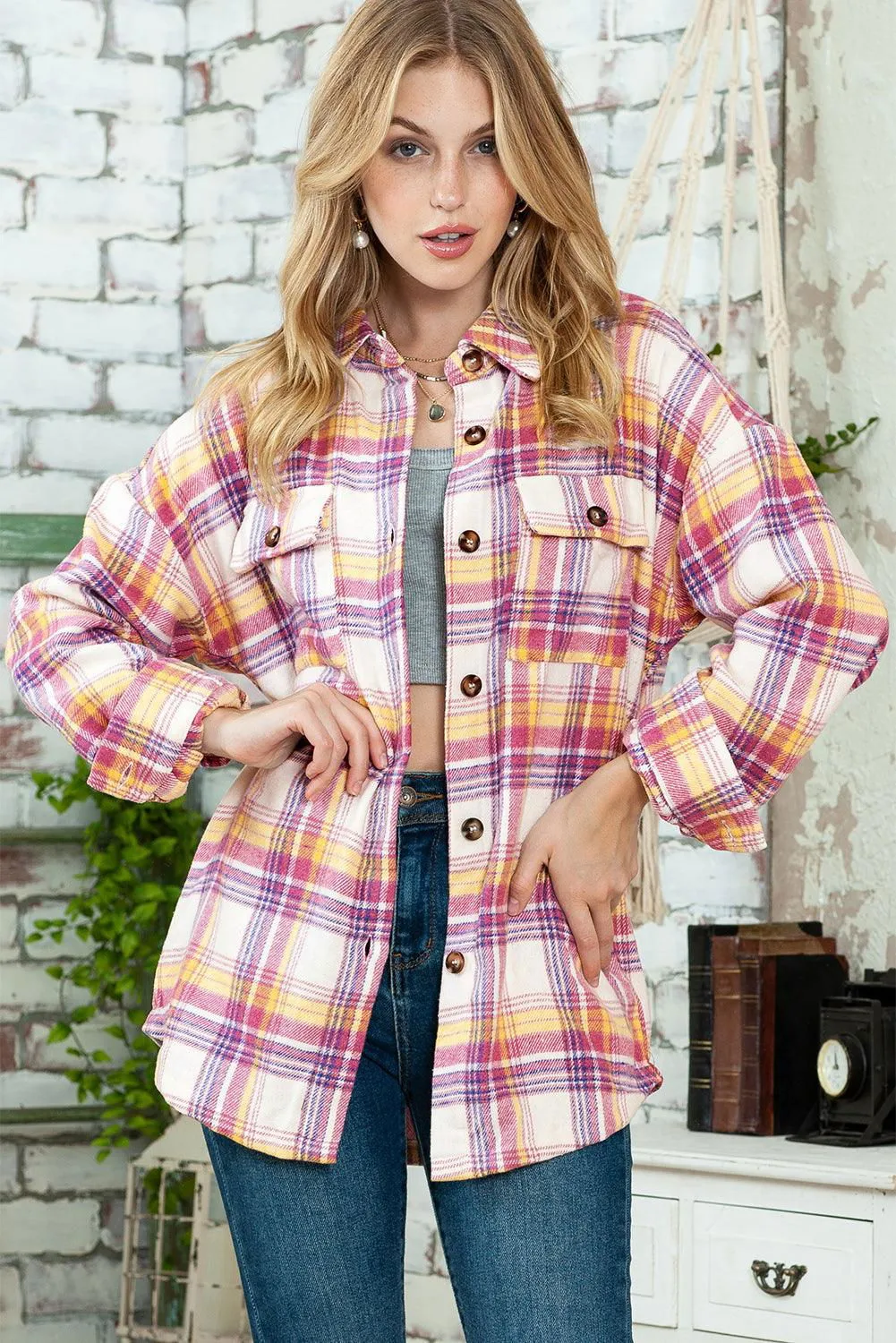 Rira Plaid Shacket with Pockets