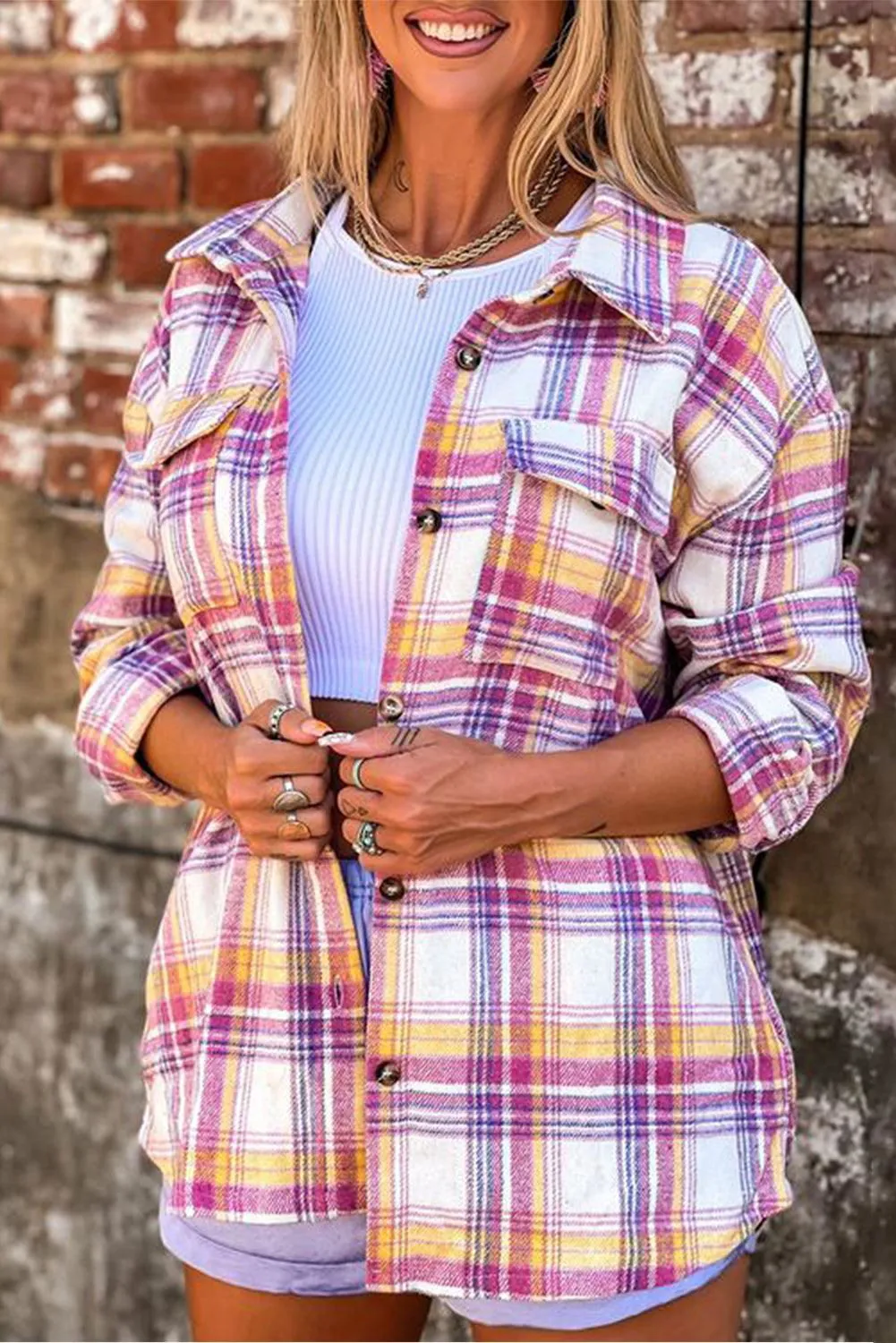 Rira Plaid Shacket with Pockets