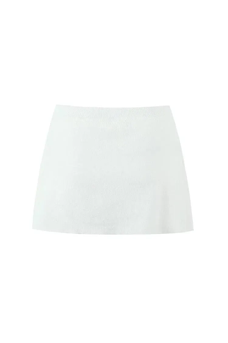 Santina – Buckle-belted detail – Pleated knit mini skirt