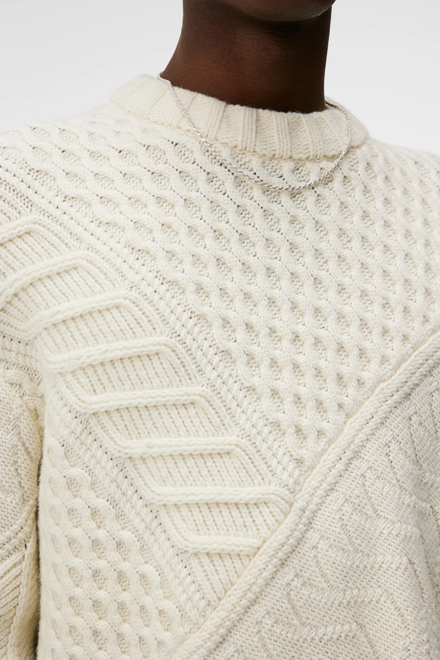 Savio Cable Knit Mock Neck / Cloud White