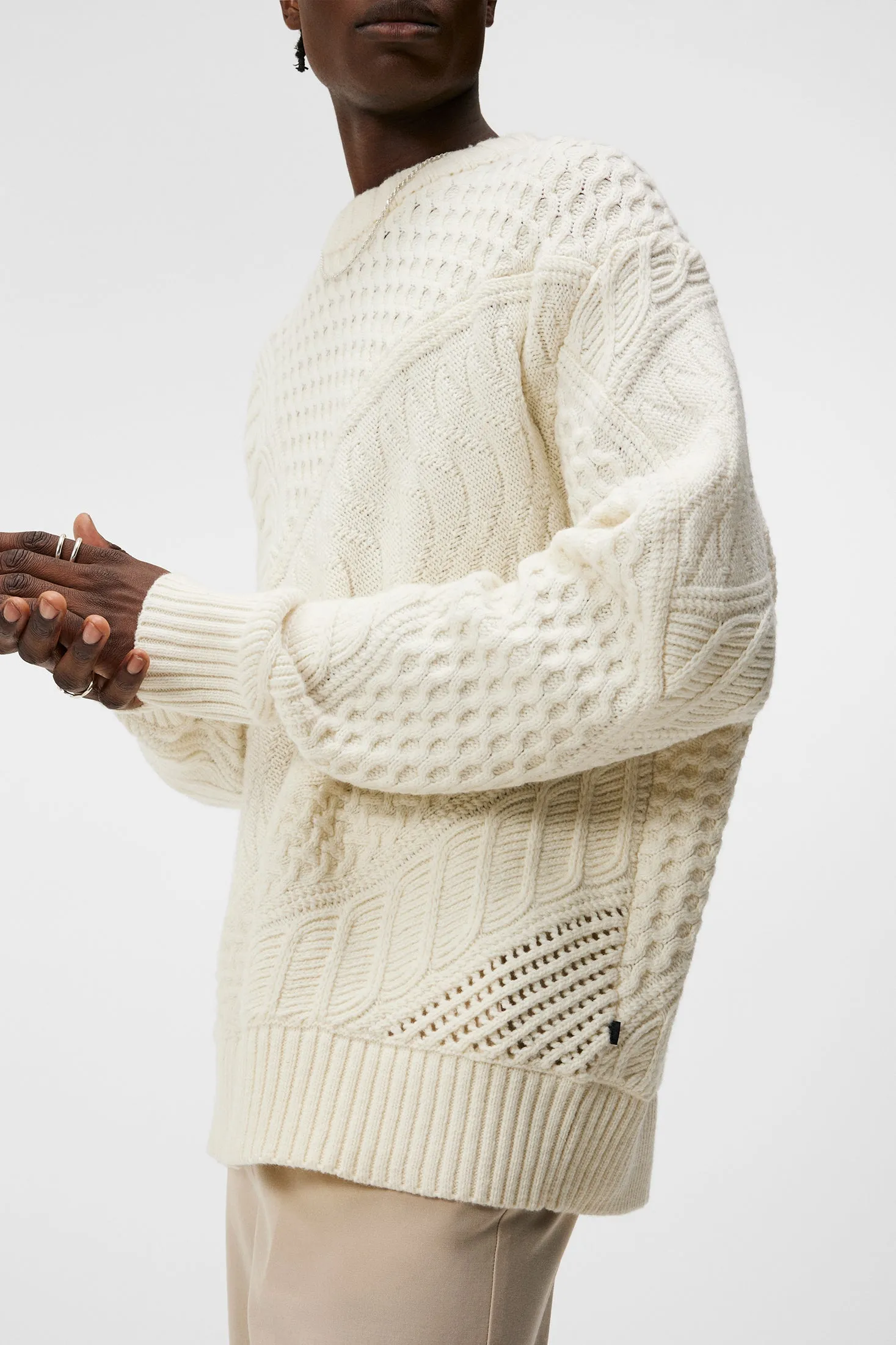 Savio Cable Knit Mock Neck / Cloud White