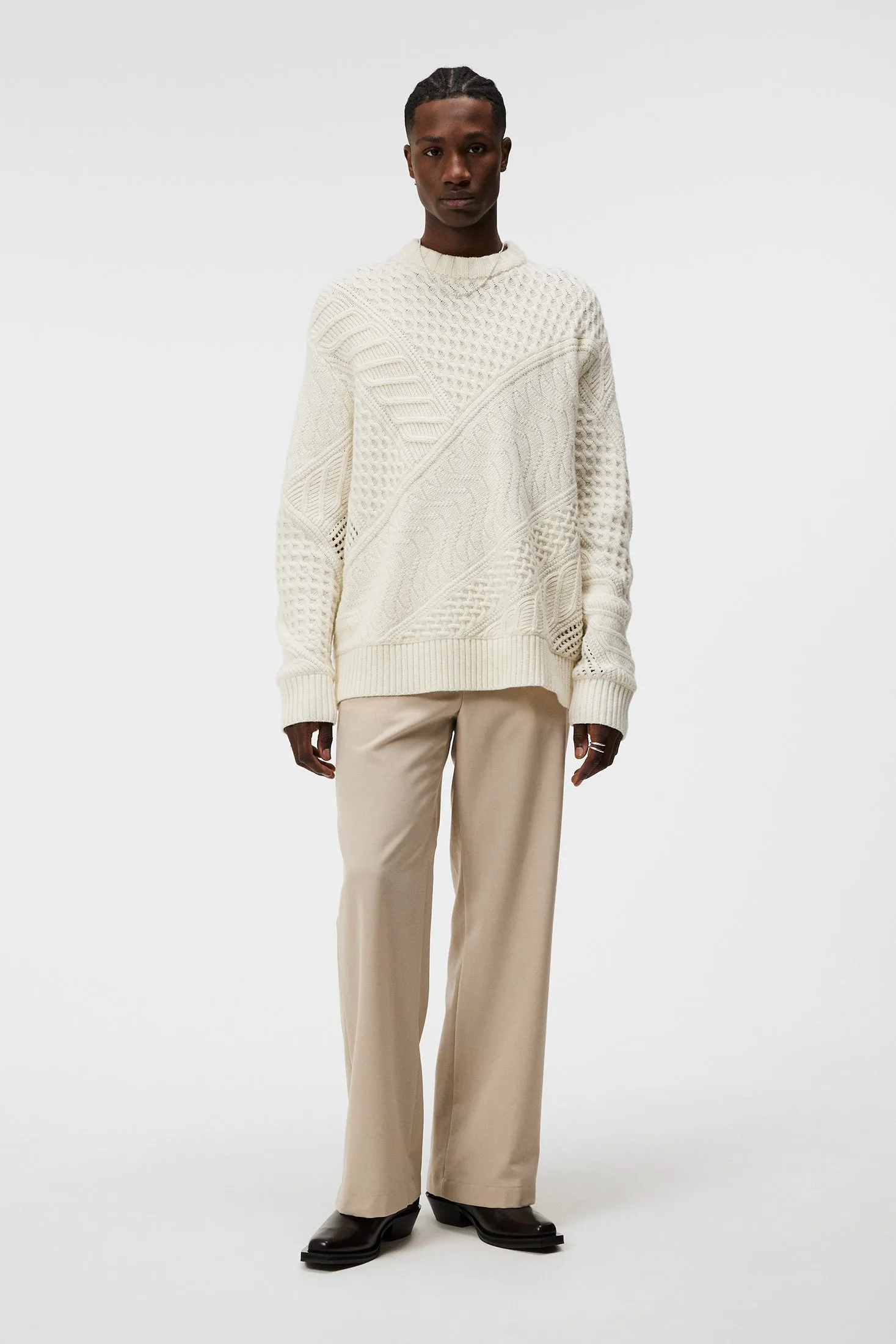 Savio Cable Knit Mock Neck / Cloud White