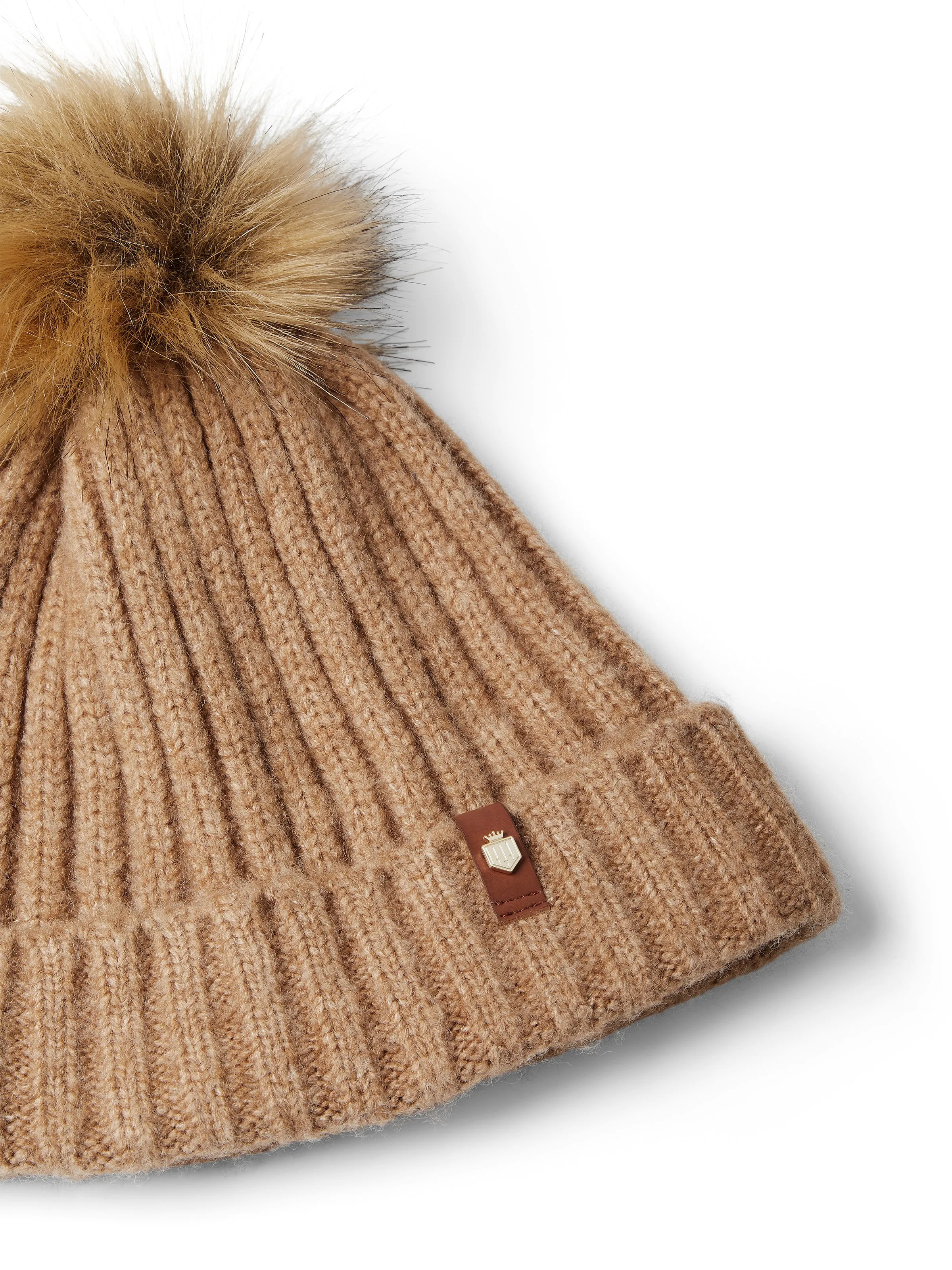 Signature Knitted Bobble Hat - Camel