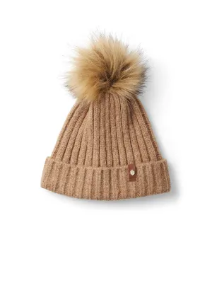 Signature Knitted Bobble Hat - Camel