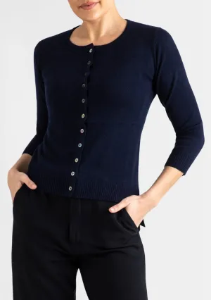 Silk   Cashmere Victoria Cardigan in Navy