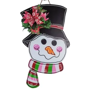 Snowman Head Door Hanger - Christmas to Winter Decor - Perfect for Screen Doors