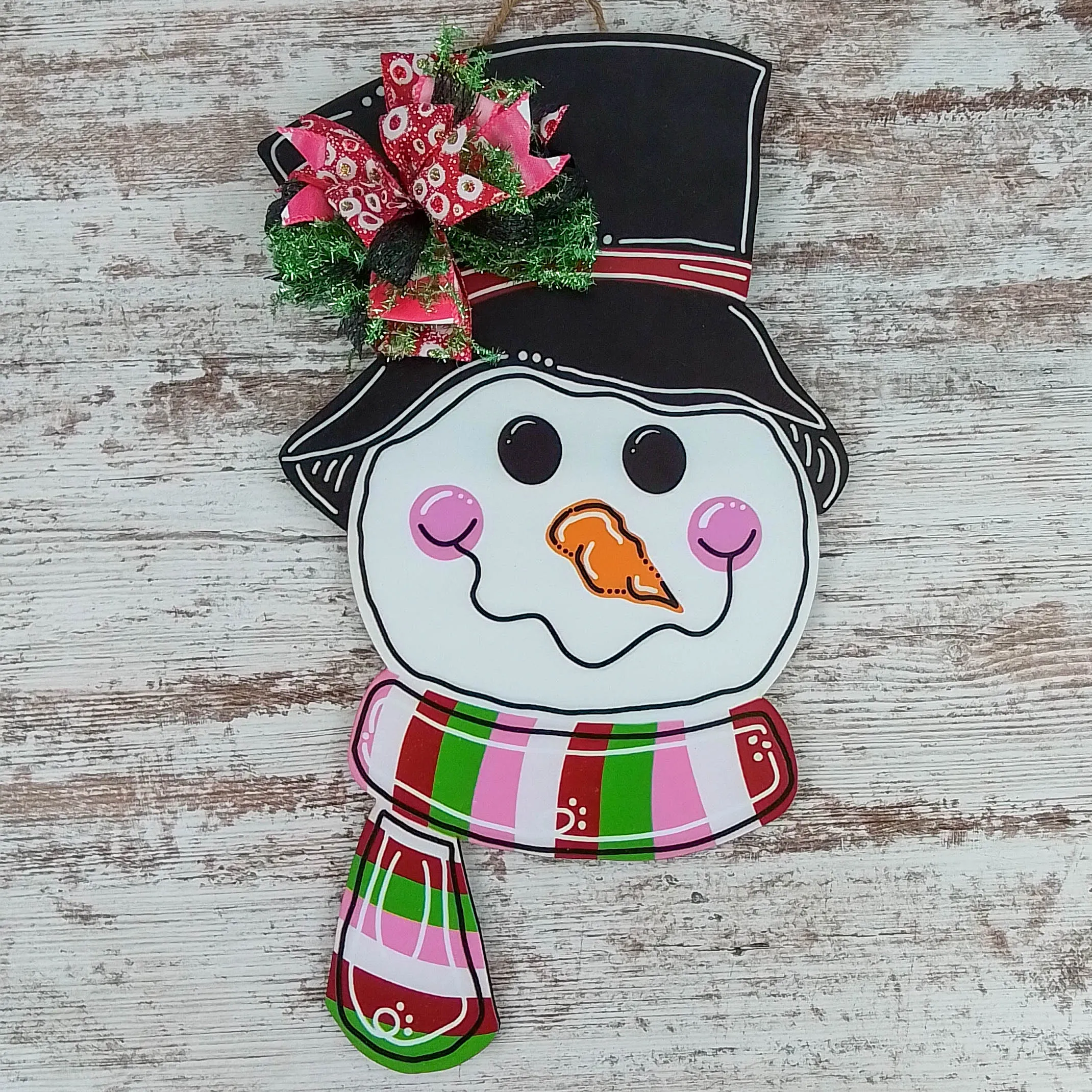 Snowman Head Door Hanger - Christmas to Winter Decor - Perfect for Screen Doors