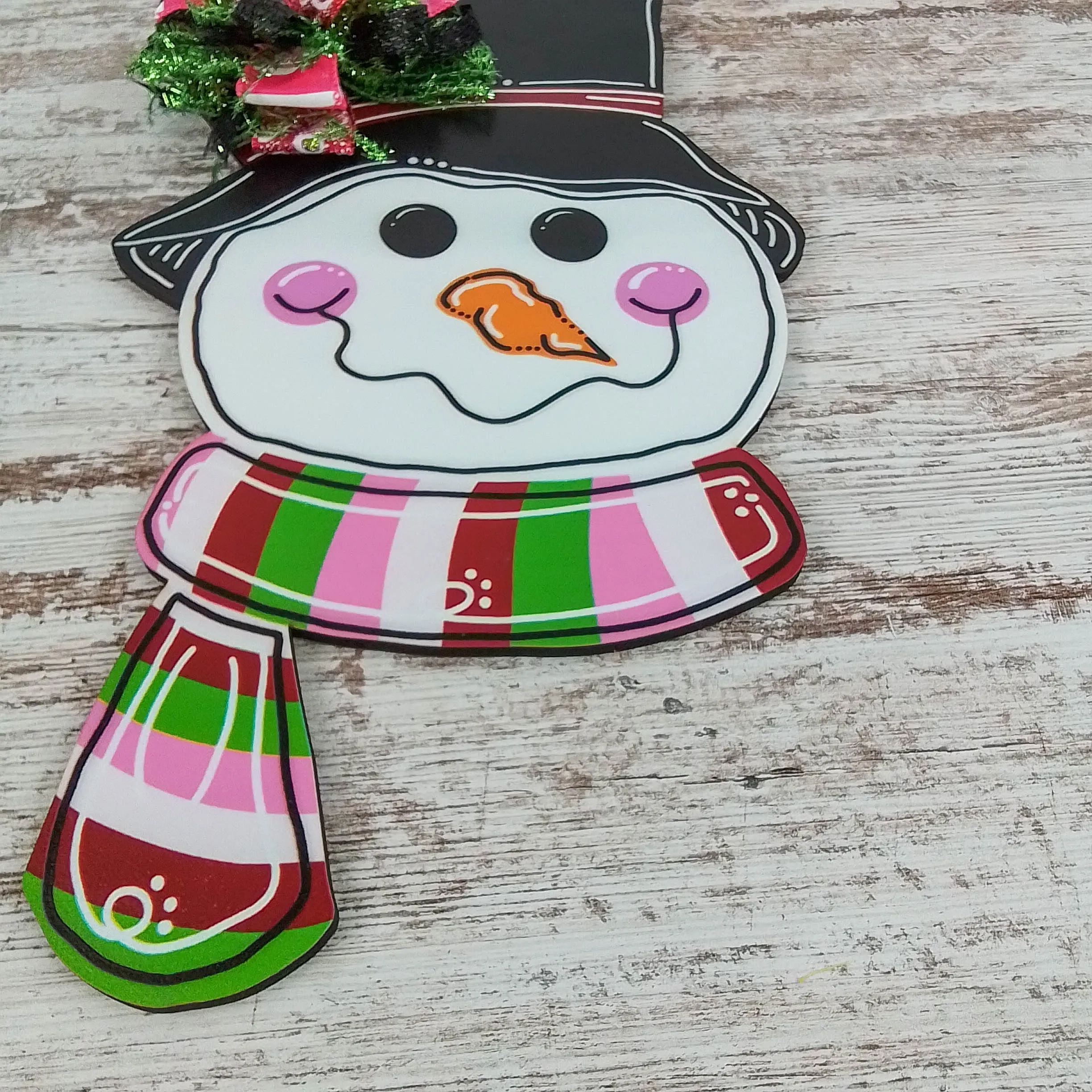 Snowman Head Door Hanger - Christmas to Winter Decor - Perfect for Screen Doors