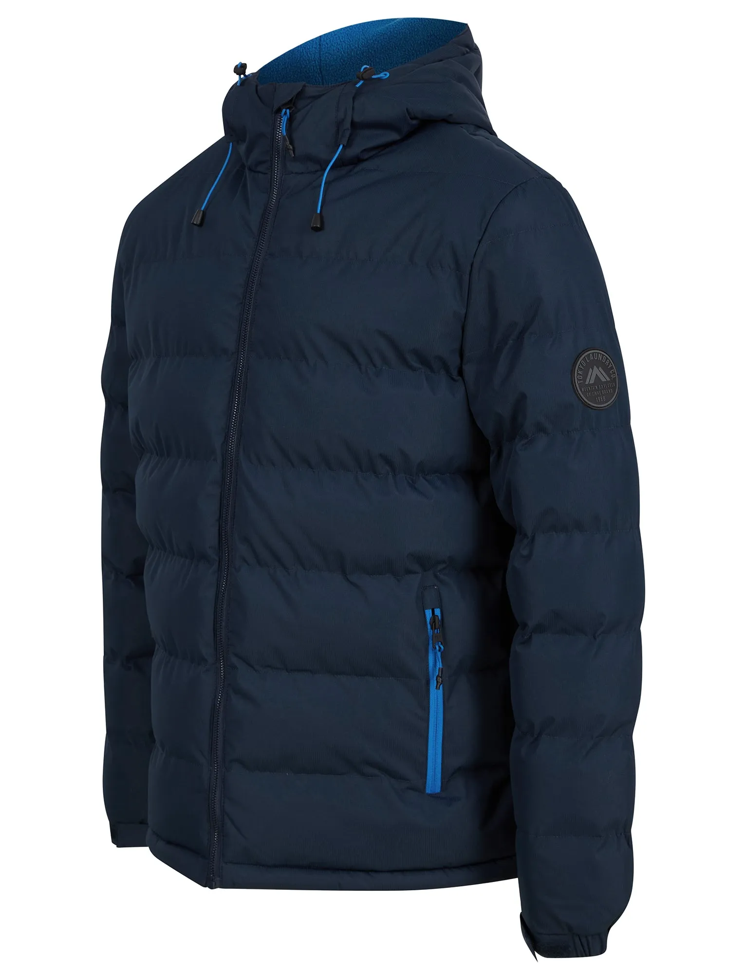 Tacito Micro-Fleece Lined Quilted Puffer Jacket with Hood in Sky Captain Navy - Tokyo Laundry