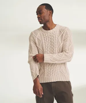 Textured Cotton Cable Crewneck